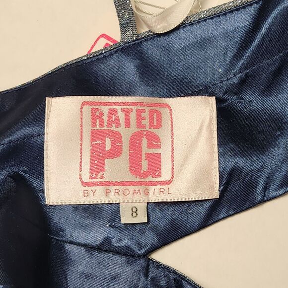Rated PG by Prom Girl Sparkly Fit & Flare Mini Dress in Dusty Blue Sz 8 NWT - Picture 4 of 10